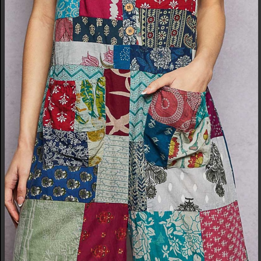 POL Patchwork Maxi Jumpsuit in Multicolor - Picture 3 of 8